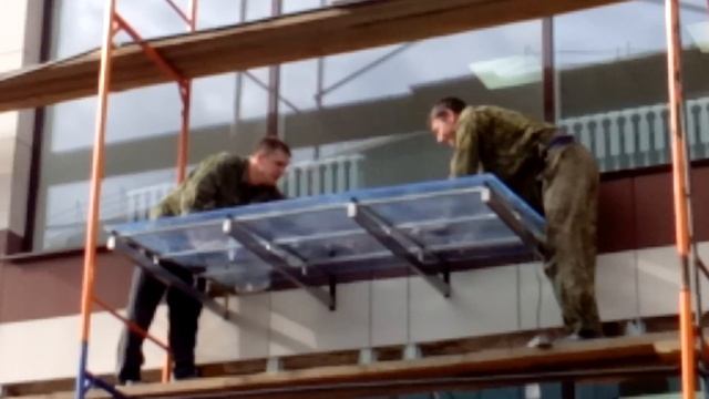 Козырек из нержавеющей стали (Ставим стекло)Г.Бузулук часть 2