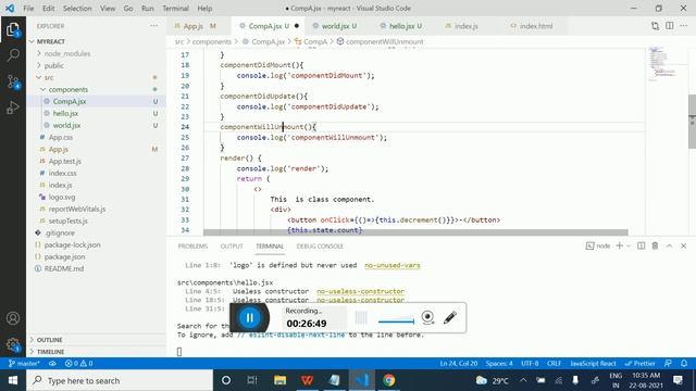 React Project Based Free Live Training #02 | life cycle methods in react class component смотреть онлайн