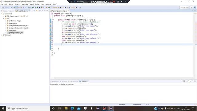 Getting inputs from user in java (Scanner class) смотреть онлайн