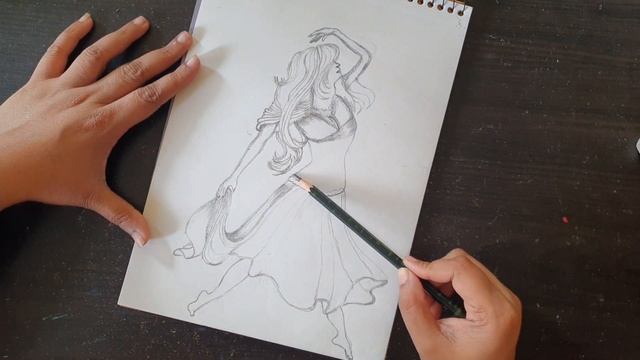 Easy figure sketch. Sketch of a lady in dancing. Simple pencil sketch for beginner. смотреть онлайн