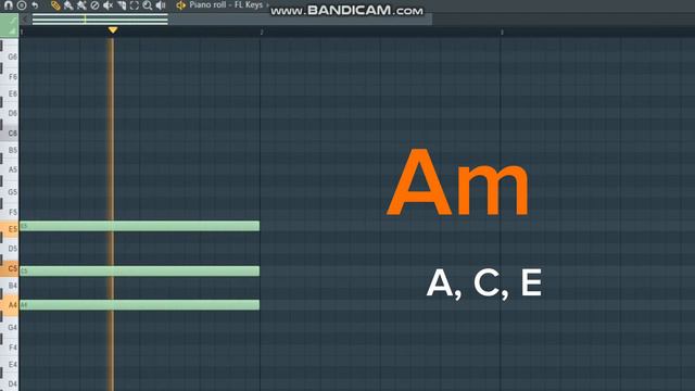 Аккорды Am на piano roll