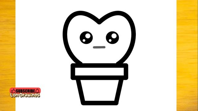 HOW TO DRAW A CACTUS HEART KAWAII EASY STEP BY STEP смотреть онлайн