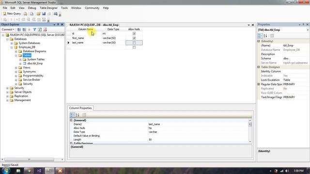 Creating Table - MS SQL SERVER