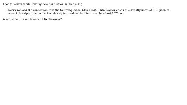 ora-12505 error while starting new connection смотреть онлайн