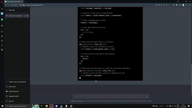 CRIANDO UM BOT PARA DISCORD USANDO O CHATGPT смотреть онлайн
