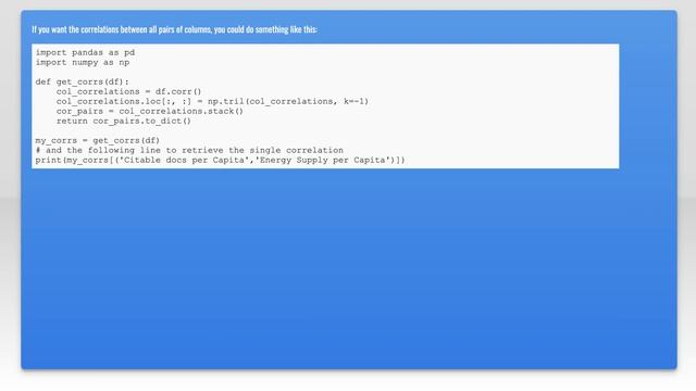 Use .corr to get the correlation between two columns смотреть онлайн