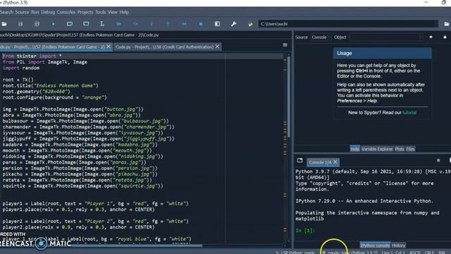 Darsh Garg / Project - 157 (Endless Pokemon Card Game - 2) / WhiteHat Jr / Python Coding / Spyder смотреть онлайн