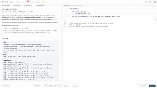 LOGGER RATE LIMITER | LEETCODE # 359 | PYTHON SOLUTION смотреть онлайн