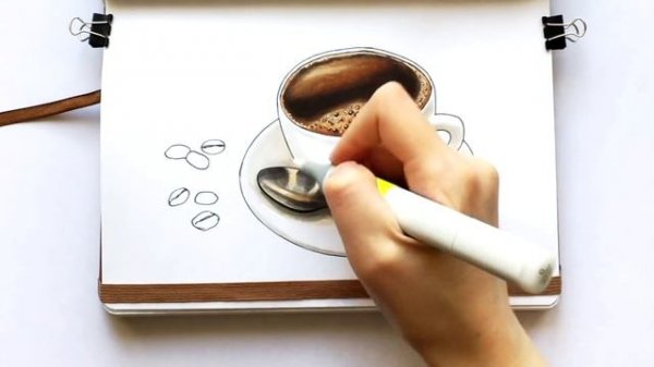 Copic markers speed drawing #13 / Рисую маркерами Copic чашку кофе