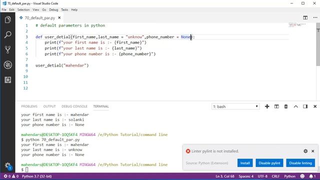 #70 Default Parameter in python // Complete Python tutorial(2020)? смотреть онлайн