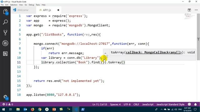 3 Integration RESTful API get method All data of books coolection from library database in mongod смотреть онлайн