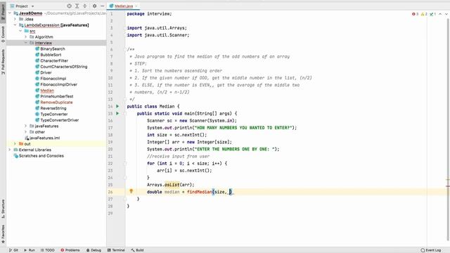 Java | Coding interview | Find median of numbers from an array? смотреть онлайн