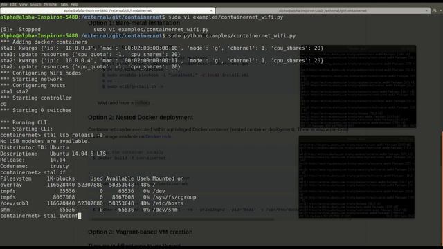 Mininet-WiFi: using Docker containers as stations in emulated networks смотреть онлайн