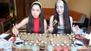 80 СУШИ РОЛОВ ЧЕЛЕНДЖ / MUKBANG / не ASMR  Ayka Emilly Ask Fatima