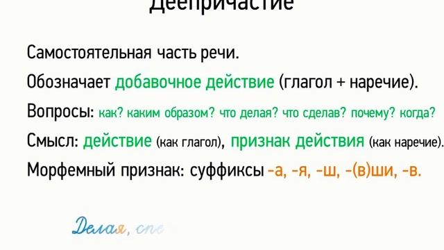 Деепричастие (7 класс, видеоурок-презентация) смотреть онлайн