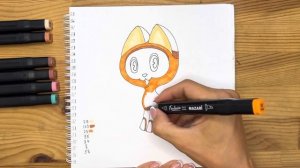 Как нарисовать котенка "Гав" карандашом и скетч маркерами | Рисунок для детей, поэтапно и легко