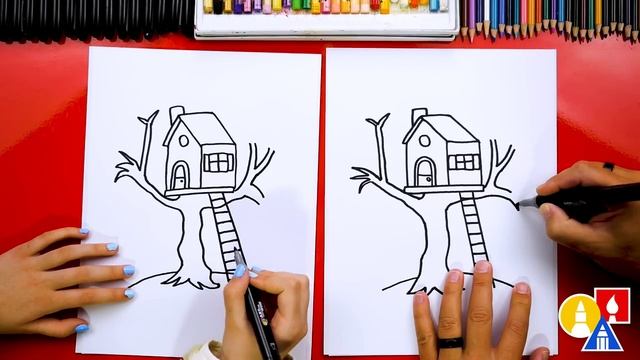 How To Draw A Spring Tree House for Kids and Beginners смотреть онлайн