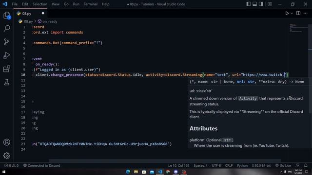Discord.py In Arabic | Bot Status [#08] | حالة البوت | Narox смотреть онлайн