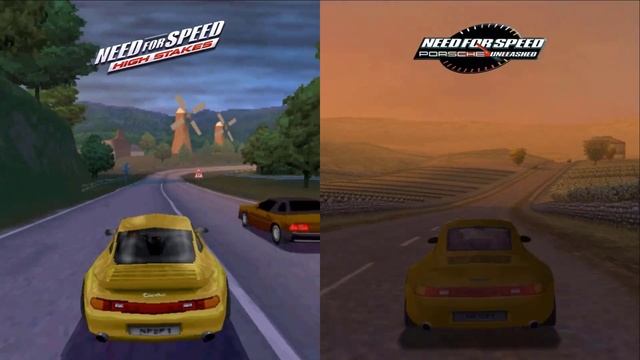 NFS High Stakes (PS1) Vs. NFS Porsche Unleashed (PC) - Quick Side By Side Gameplay