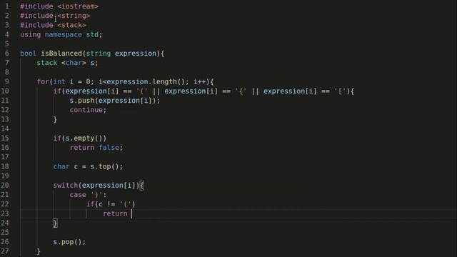 Data Structures in Action: Check for balanced parentheses using stack in C++ смотреть онлайн
