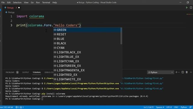Chage colour of the print statement text in python смотреть онлайн