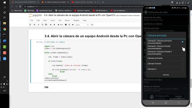 3.4. Aprendiendo OpenCV con Python - Abrir la cámara de un equipo Android desde la Pc con OpenCV. смотреть онлайн