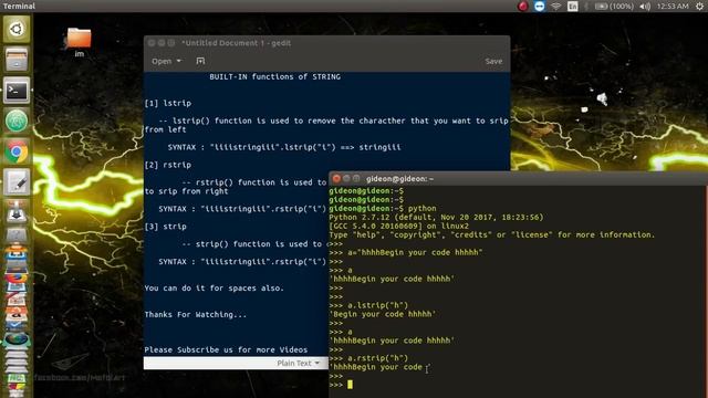 Python Strip String - strip , lstrip, rstrip смотреть онлайн