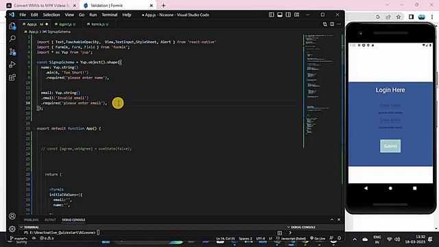 Validation In react native |part-8| reactnative смотреть онлайн