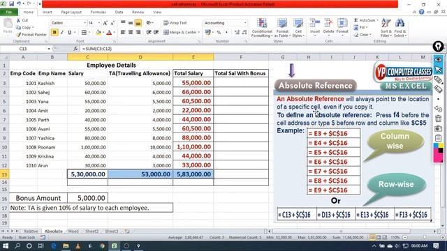 How To Use Relative & Absolute Cell References In Excel || MS Excel Tutorial смотреть онлайн