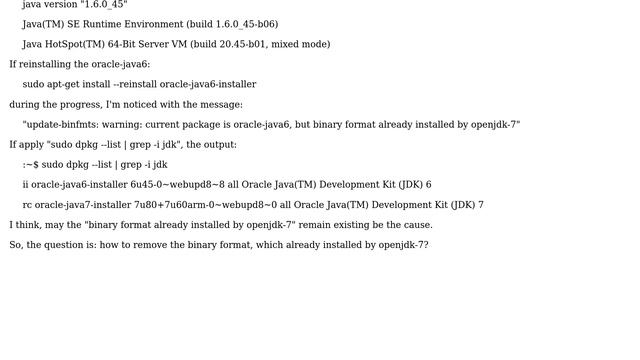 Ubuntu: How to remove the binary format already installed by openjdk-7? смотреть онлайн