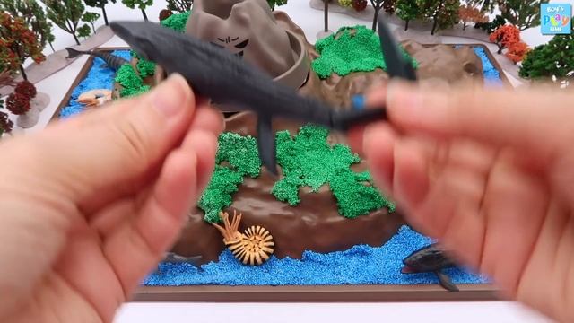 Dinosaur Volcano Adventure - Jurassic World T-Rex Stegosaurus Indominus Toys For Kids 화산 смотреть онлайн