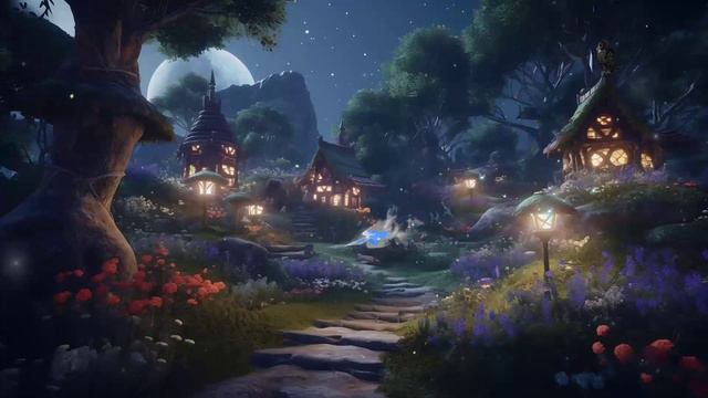 Enchanted Forest Ambience Night✨🌳 🧚♀ Nature Sounds 🌙 Relax and Sleep Music Flute 😴 1 Hour смотреть онлайн