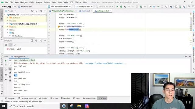 DART basic data types: int, double, num, String, bool, List, Map смотреть онлайн