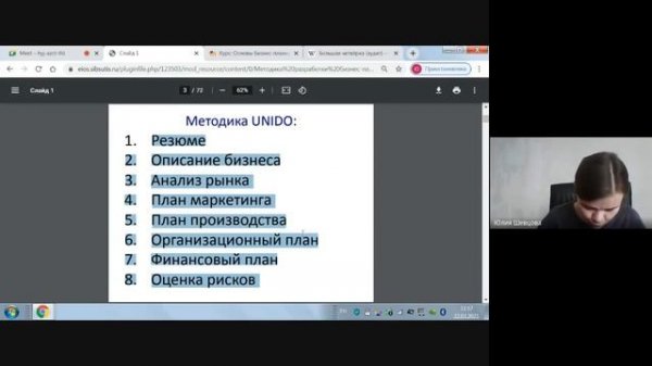 Методика составления бизнес плана UNIDO 1