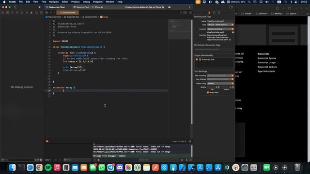 Что такое сабскрипт? Безопасное извлечение элемента из массива (Swift, Xcode, subscript) смотреть онлайн