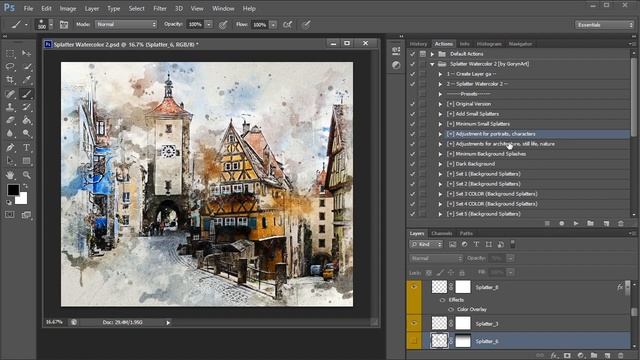 Splatter Watercolor 2 Photoshop Action Tutorial смотреть онлайн
