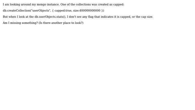 Databases: Mongodb: Does the stats command show me the capped size setting? смотреть онлайн