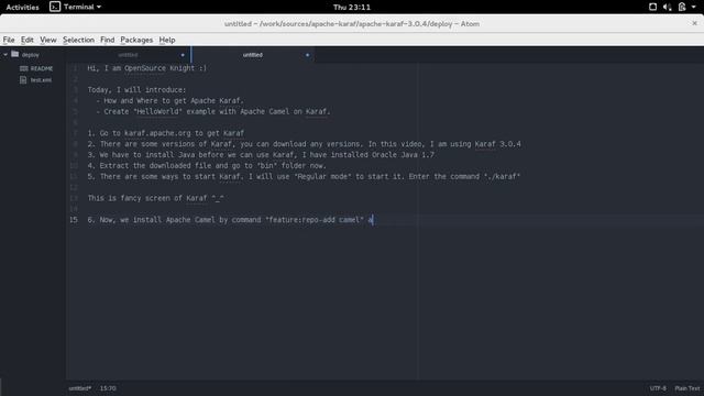 Hello World with Apache Camel on Apache Karaf(Linux Platform) смотреть онлайн