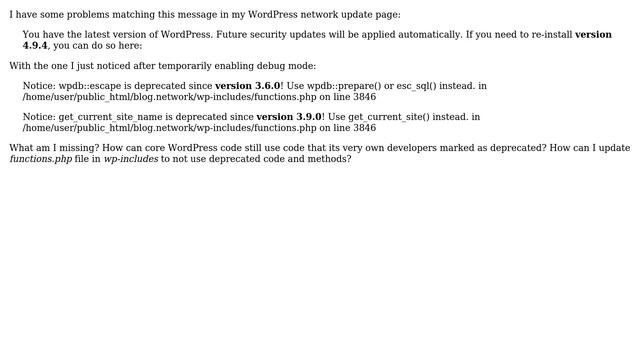 Wordpress: WordPress core code contains things marked as deprecated by... Wordpress? смотреть онлайн