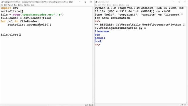 How to read a specific column and sort in a csv file | Python CSV in tamil смотреть онлайн