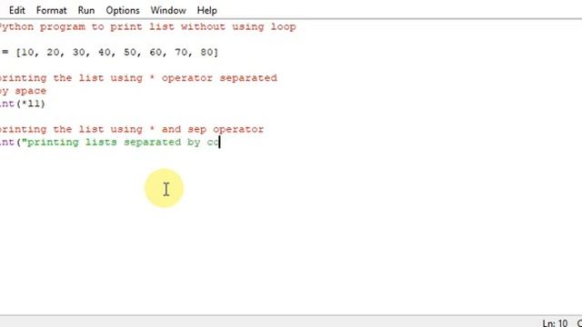 Python program to print list without using loop смотреть онлайн
