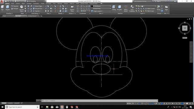 Mickey Mouse in AutoCAD 2D || CADSIKHE смотреть онлайн