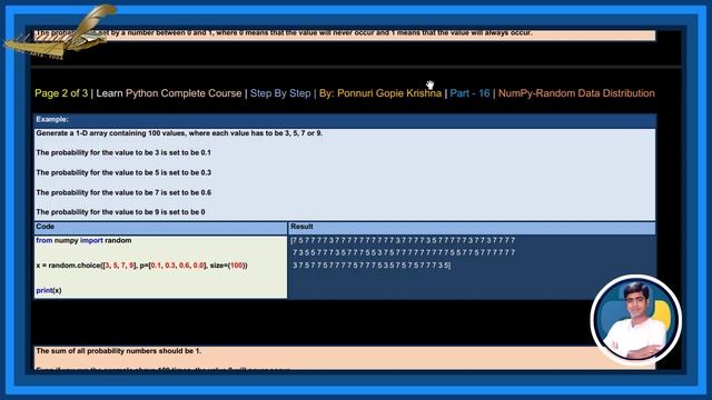 Learn NumPy Complete Course |Step By Step| Random Data Distribution |Ponnuri Gopie Krishna |Part-16 смотреть онлайн
