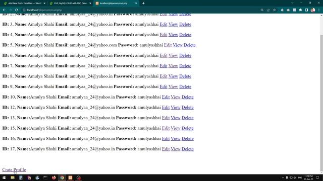 PHP, MYSQL CRUD with PDO and minimal HTML & CSS смотреть онлайн