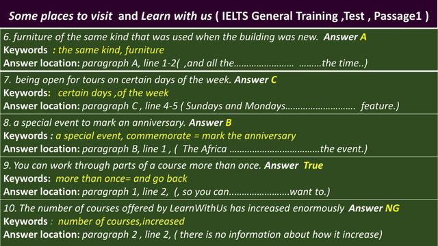 Some places to visit Reading Answer and explanation #General training #IELTS смотреть онлайн