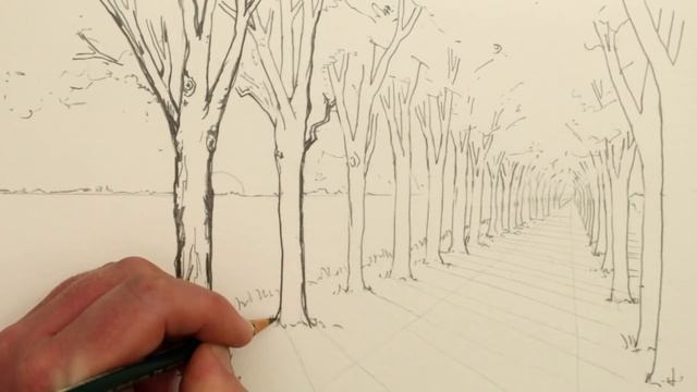 How to Draw a Road with Trees in One-Point Perspective смотреть онлайн