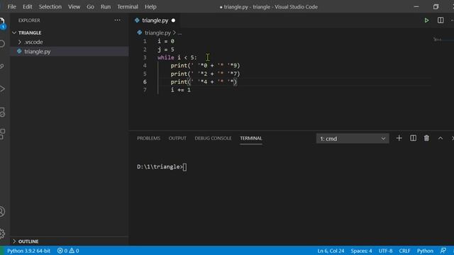 6 Python Pattern Program - Reverse Triangle without using any pre-defined method using While loop смотреть онлайн