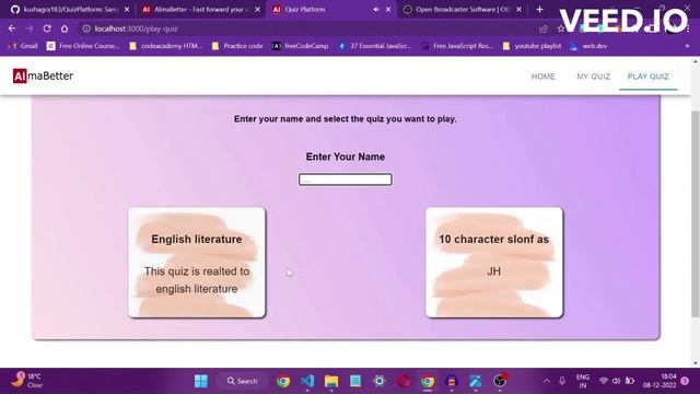 Quiz Platform Almabetter's capstone project using react JS by MetaGetters смотреть онлайн