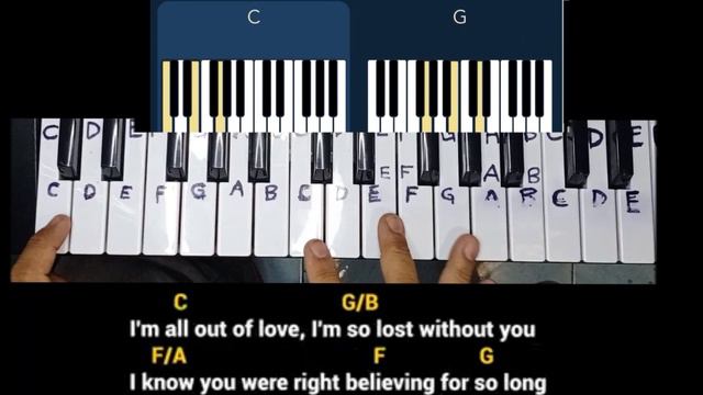 All Out Of Love (Air Supply) piano chords, Key of C on piano, Standard E on guitar смотреть онлайн