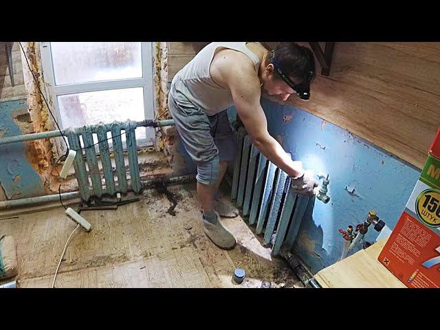 Победили советские ЧУГУННЫЕ радиаторы! Ремонт дома в деревне продолжается. смотреть онлайн